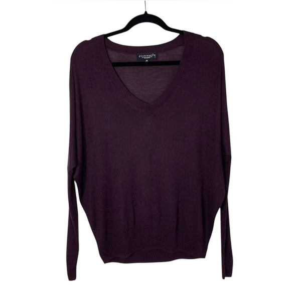 Aritzia Community Sweater Cashmere blend V-neck Pullover Burgundy Size XS - Picture 2 of 15
